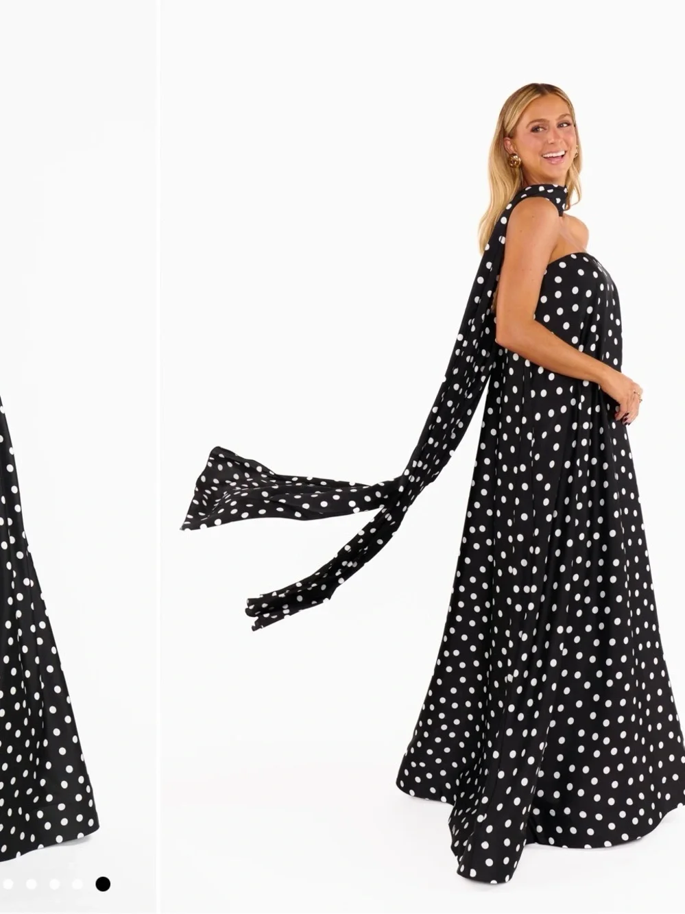 Show Me Your Mumu Tinsley Tube Dress- Black & White Polka Dot Strapless Maxi - Picture 3 of 8